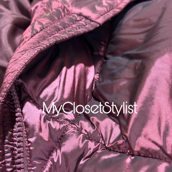 ANTHROPOLOGIE Metallic Quilted Puff Coat NWT! $400 S Purple Shimmer RARE New - Picture 3 of 7